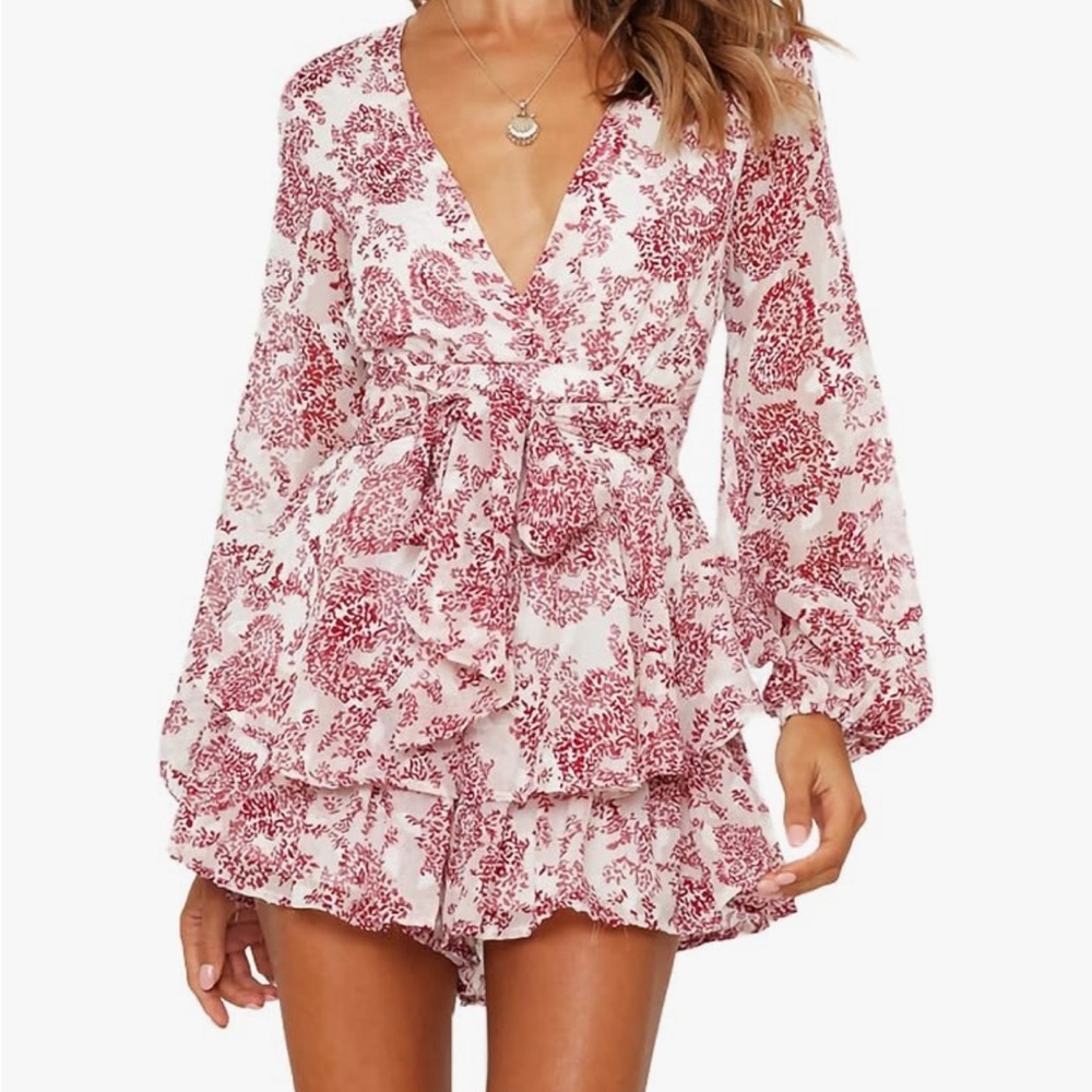 Floral Red Mini Dress